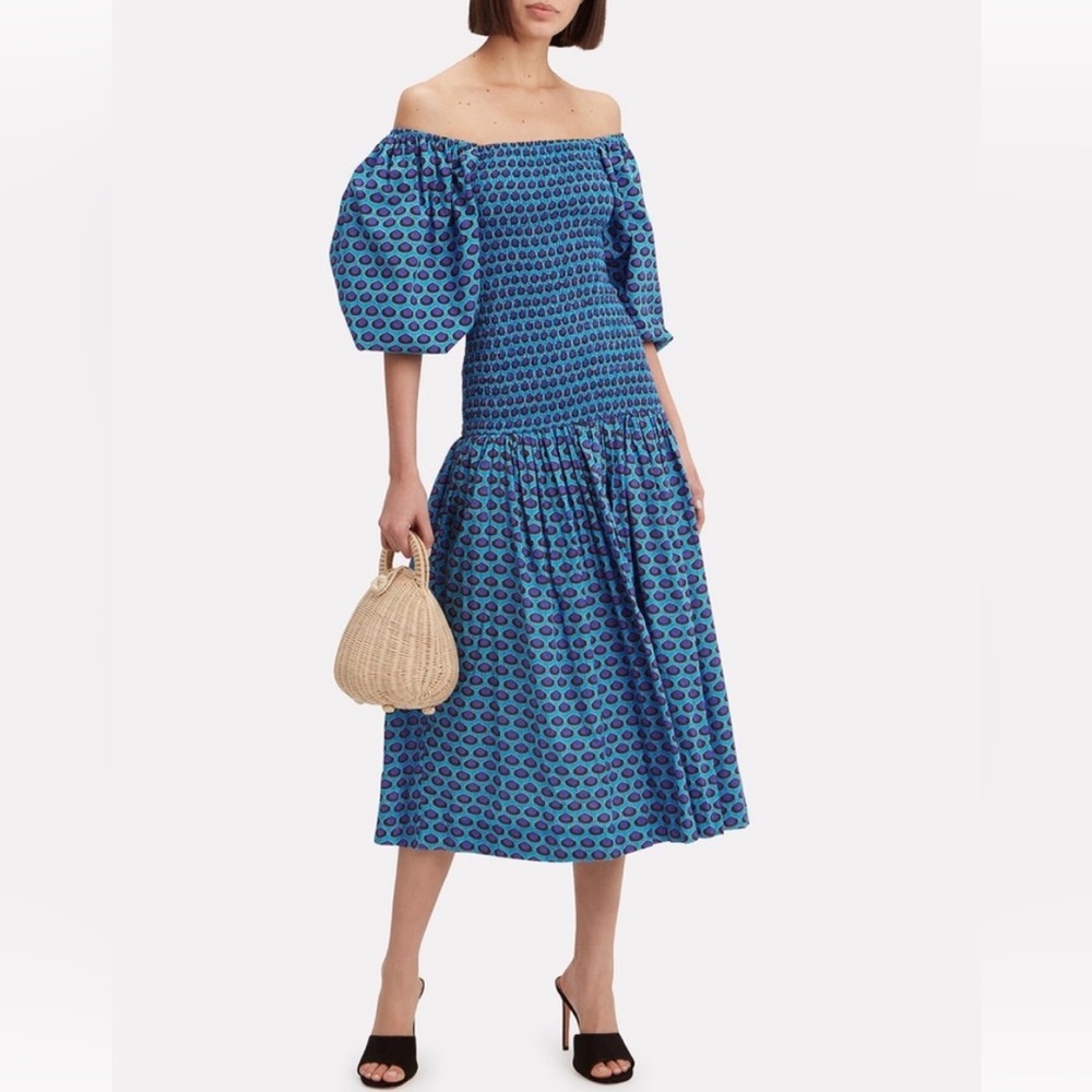 RHODE Cotton Harper Dress Blue Ikat